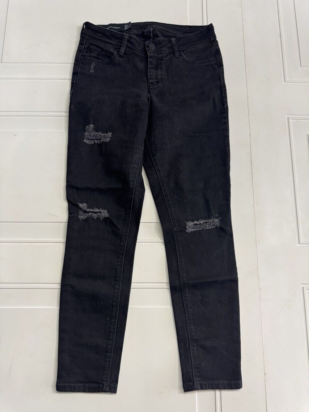 Armani Exchange A/X Womens Size 26 Black Skinny Jeans Pants Distressed